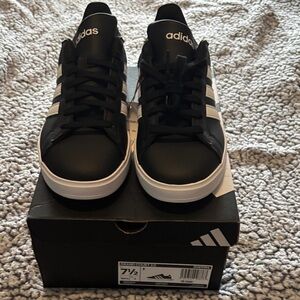 Adidas Men's Black and White Striped Sneakers